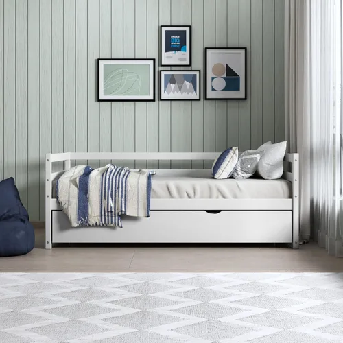 Vista 18 de Hillsdale Sofá cama individual de madera caspio con nido, color blanco