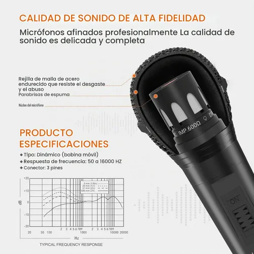 Vista 3 de talomen Micrófono con cable para cantar, hembra de metal, interruptor de encendido/apagado, micrófono dinámico vocal profesional con cable de audio