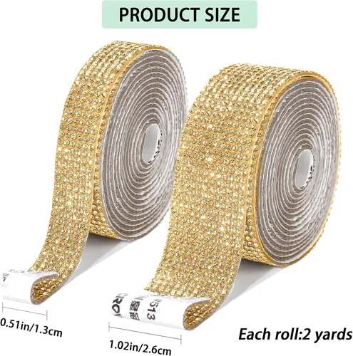 Vista 2 de 2 rollos/4 yardas de cinta autoadhesiva de diamantes de imitación de cristal, calcomanía de diamantes de imitación para decoración de auto y regalo