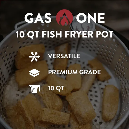 Vista 3 de Gas One Olla de Cocina de Aluminio Freidora Profunda con Cesta – Olla de Freír de Aluminio de 10QT con Asa de Agarre Fácil – Freidora Duradera