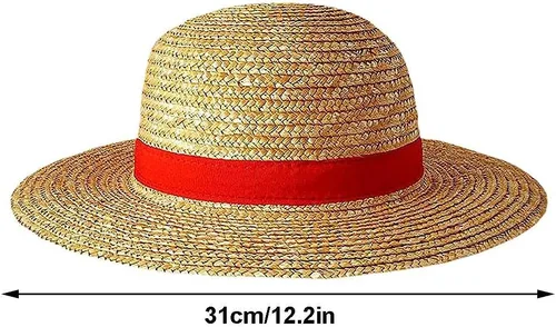 Vista 6 de Sombrero de paja para hombres y mujeres, sombrero de paja para cosplay, sombrero de playa, sombrero de paja de dibujos animados de anime, accesorios