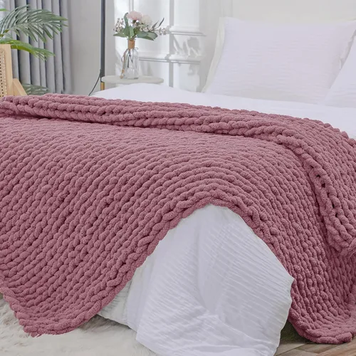 Vista 35 de Bigacogo - Cobija de punto grueso de 40 x 40 pulgadas, de felpilla, 100% tejida a mano, cobija pequeña de punto trenzado suave y grueso, con nudo