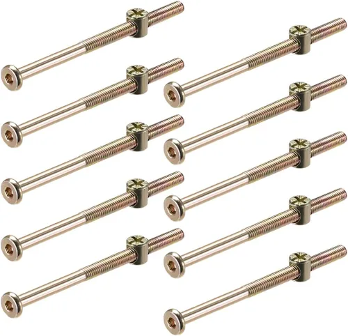 Vista 7 de uxcell M6 x 2.756 in muebles tornillos tuerca tuerca tornillo hexagonal con tuercas de barril Phillips-Ranurado medio hilo cinc 10
