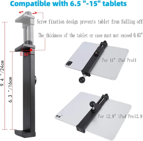 Vista 5 de Soporte para tableta con base de doble ventosa para parabrisas de camión, automóvil, brazo de aluminio resistente, soporte de succión para ventana