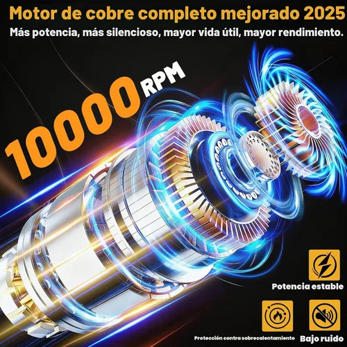 Vista 4 de Pulidora de búfer inalámbrica de 20 V con batería de 4000 mAh y cargador rápido, alta potencia de 10000 rpm, ajuste de 6 velocidades de doble