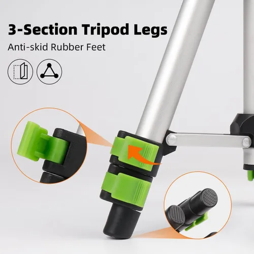 Vista 6 de Huepar TPD05 - Trípode de aluminio ligero de 19.7 pulgadas, mini trípode ajustable portátil para nivel láser y cámara, con cabezal panorámico