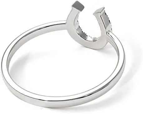 Vista 4 de Elige tu color de plata de ley 925, anillo de la suerte con piedras preciosas de herradura, solitario, joyería única, uso diario, fiesta, uso