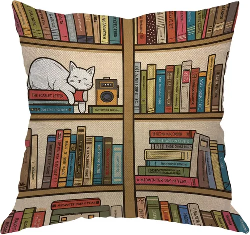 Vista 15 de Moslion Funda de almohada decorativa de perezoso con auriculares, funda de almohada cuadrada de lino y algodón de 18 x 18 pulgadas para sofá cama
