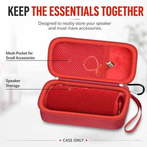 Vista 5 de GWCASE Funda rígida para altavoz Bluetooth portátil JBL Flip 7/6/5, color Rojo