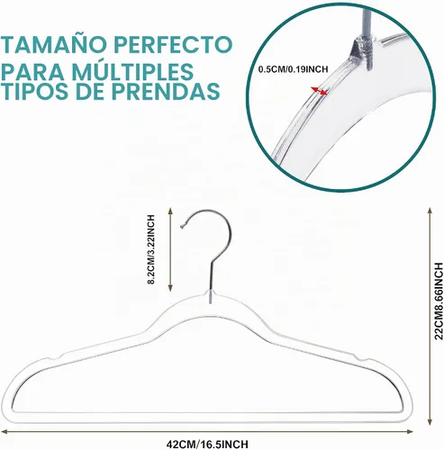 Vista 5 de Quality Hangers Perchas de plástico transparente para ropa, paquete de 10 unidades, 16.5 pulgadas, perchas resistentes para ahorrar espacio