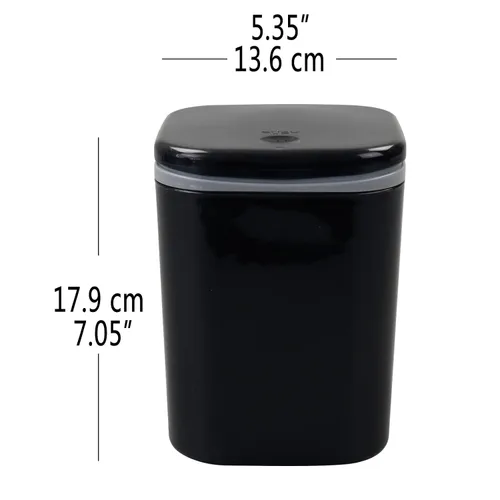 Vista 2 de Begale Mini cubo de basura de plástico de 0.5 galones, pequeño bote de basura con tapa