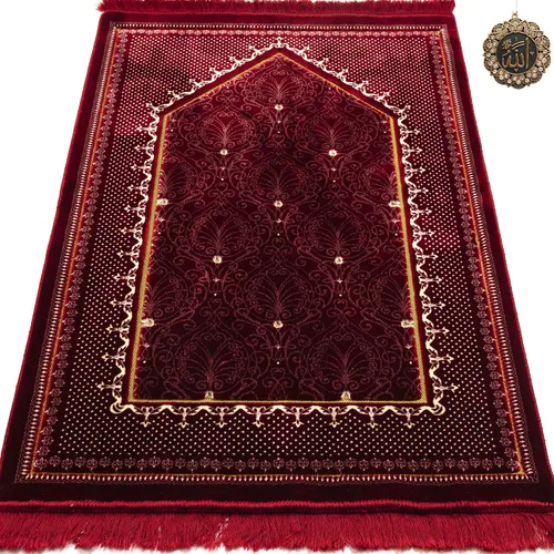 Vista 8 de Modefa Alfombra de oración de terciopelo islámico turco, gruesa y ancha, suave, para hombres y mujeres, tapete grande tradicional musulmán para Negro