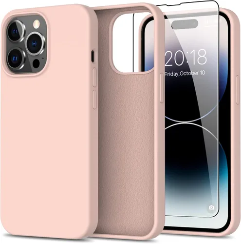 Vista 56 de bemal Funda para iPhone 14 Pro con protector de pantalla, silicona líquida de ajuste delgado, forro de microfibra suave, diseñada para mujeres