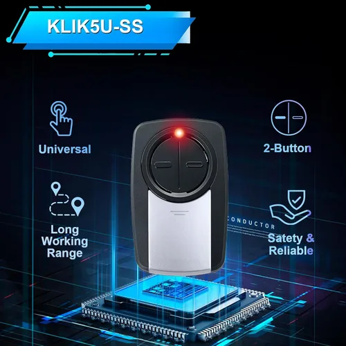 Vista 7 de KLIK5U-SS - Control remoto universal de 2 botones para abridor de puerta de garaje Chamberlain LiftMaster Craftsman, sin llave