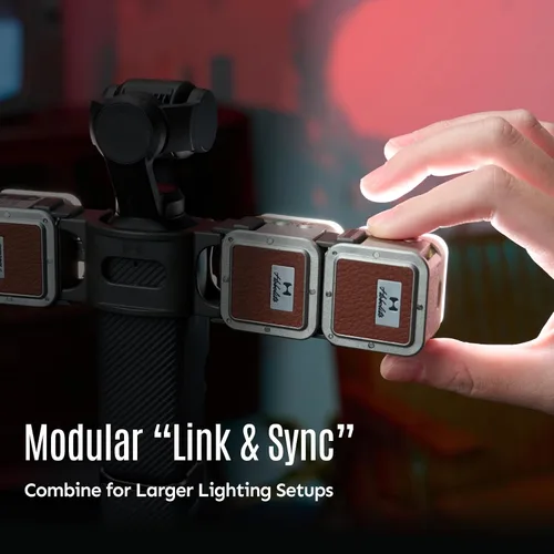 Vista 6 de Harlowe Atom 2 Pocket Duo Kit - Mini luz magnética para cámara de 2 W - Luz de llenado con sensor de movimiento recargable tipo C para vlogging