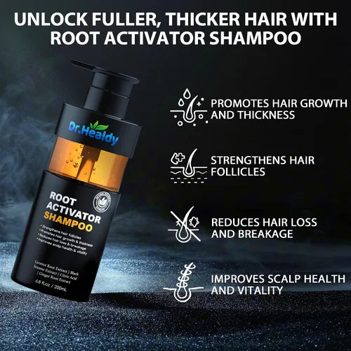 Vista 3 de Champú activador de raíces para hombres, champú para el crecimiento del cabello para pérdida de cabello y adelgazamiento del cabello, sin sulfato