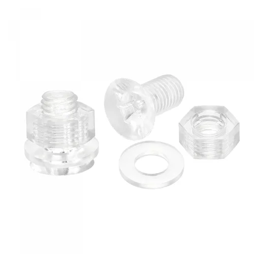 Vista 13 de uxcell Tornillos de máquina Phillips de plástico M6 x 0.472 in con tuercas y arandelas planas, pernos de máquina de cabeza plana de PC
