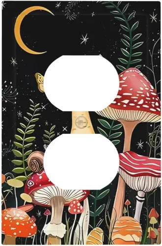 Vista 18 de Mid Century Morden Boho - Placa de pared para interruptor de luz dúplex de 1 banda, placa frontal decorativa eléctrica para receptáculo para baño