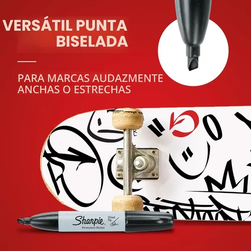 Vista 4 de Sharpie Marcadores permanentes, punta de cincel, negro, 12 unidades - hogar, escuela, suministros de oficina