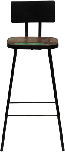 Vista 3 de sillas de bar, taburetes de bar, taburetes de bar, mesa de bar, sillas para barra de cocina, taburetes de bar 4 piezas sólido recuperado taburete