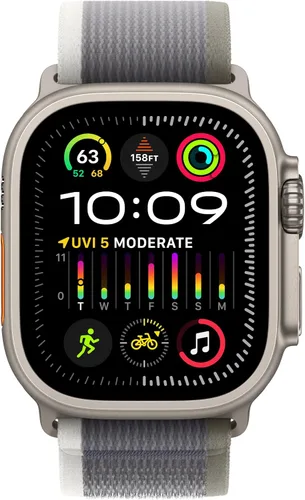 Vista 2 de Apple Watch Ultra 2 [GPS + Celular 49mm] Reloj inteligente con caja de titanio resistente y correa loop de senderismo verde/gris S/M. Rastreador