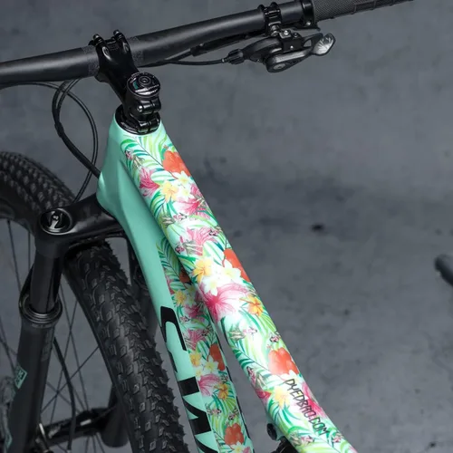 Vista 2 de Dyedbro Protector de marco MTB Camo blanco mate, talla única guardabarros para bicicleta