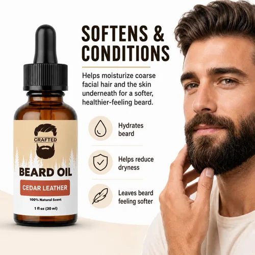 Vista 6 de Aceite para barba de Crafted Beards – Acondicionador de aceite para barba – Deja tu barba sintiéndose increíble – Todos los ingredientes naturales