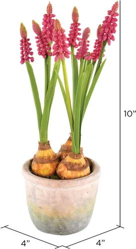 Vista 2 de Vickerman Everyday - Contenedor de cemento de jacintos artificiales de malva para interiores, arreglo decorativo de poliéster duradero, sin