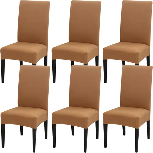 Vista 23 de Juego de 4 fundas para sillas de comedor, fundas elásticas de elastano para sillas de comedor, extraíbles y lavables, protectores desmontables