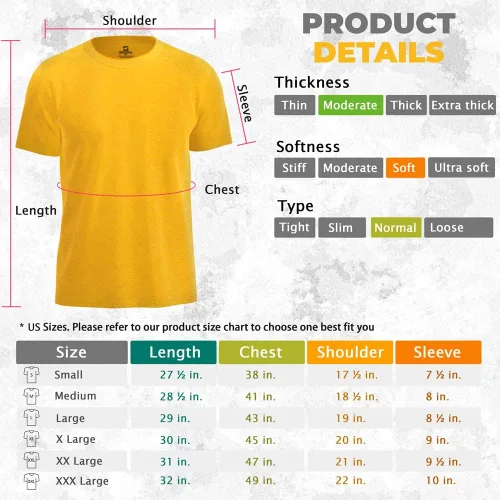 Vista 6 de SHOHELL Camisetas sólidas para hombre - Algodón puro con cuello redondo