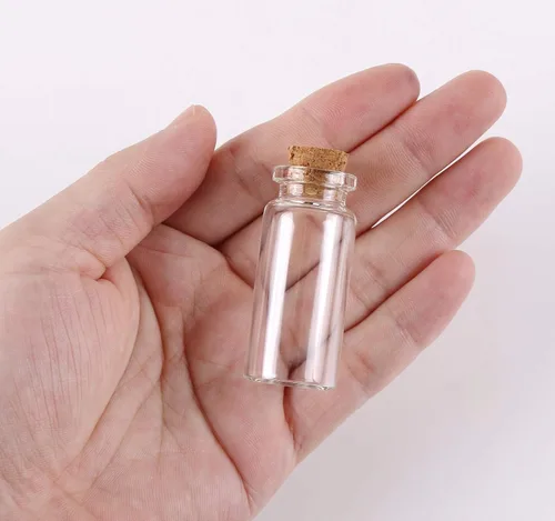 Vista 2 de MaxMau Botellas de vidrio pequeñas de 0.3 onzas líquidas con tapones de corcho, paquete de 100 frascos pequeños para manualidades, proyectos