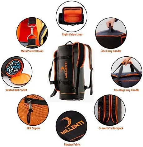 Vista 3 de Millenti Bolsa deportiva para mujeres y hombres, mochila de viaje de fin de semana, bolsa de gimnasio de 40 l con compartimento para zapatos, bolsa