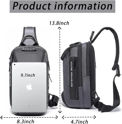 Vista 7 de Uaskmeyt Mochila antirrobo con cerradura TSA, resistente al agua, mochila cruzada