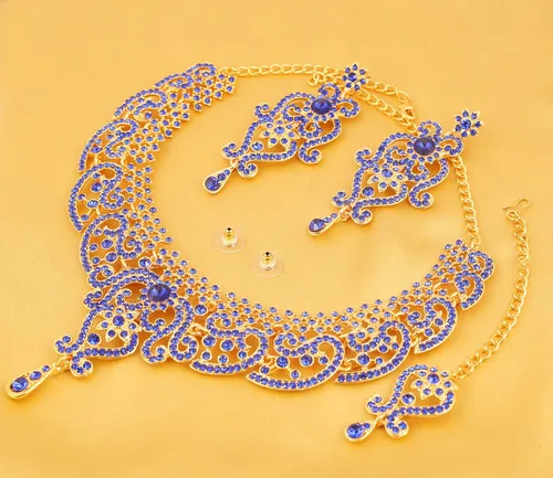 Vista 183 de Conjunto precioso de collar con look real Indian Bollywood, maravillosamente decorado, conjunto de collar adornado para mujer.
