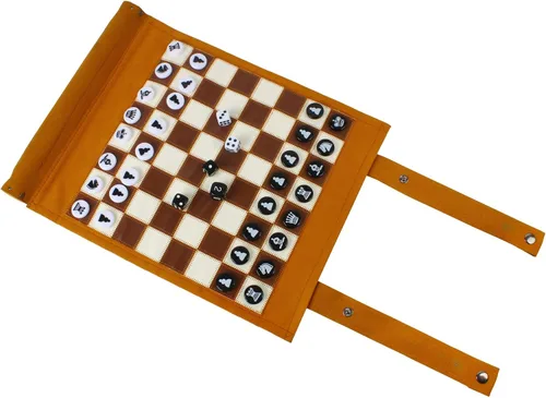 Vista 8 de Andux Juego de ajedrez portátil de microfibra de backgammon plegable PGSLQ-01 (ajedrez 3 en 1 - marrón)