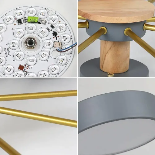 Vista 7 de Lámpara de techo LED de 3 luces, 26 pulgadas, moderna lámpara de techo empotrada de madera de 24 W regulable para sala de estar, dormitorio, cocina