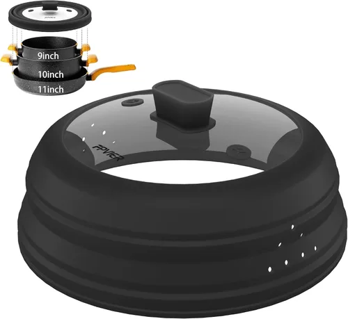 Vista 10 de Cubierta para salpicaduras de microondas, cubierta plegable de silicona para placa de microondas con vidrio para tapa protectora de salpicaduras
