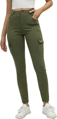 Vista 2 de ECUPPER Pantalones de mezclilla ajustados de cintura alta para mujer, pantalones de mezclilla elásticos de tiro alto, jeans ajustados con bolsillos