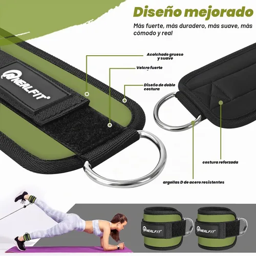 Vista 3 de NEALFIT Correa de tobillo para máquina de cable, tobillera de gimnasio para patadas, extensiones de piernas, entrenamientos de glúteos, abductores