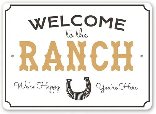 Vista 5 de Letrero de aluminio con texto en inglés "Welcome to The Ranch, Cowboy Ranch, Horse Owner Sign, Old Western, Country Life, 8" x 12