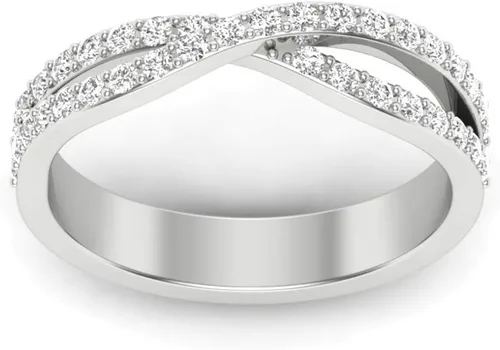Vista 2 de Anillo de plata de ley 925 de corte redondo de 0,37 quilates de media eternidad de corte redondo DVVS1 para mujer