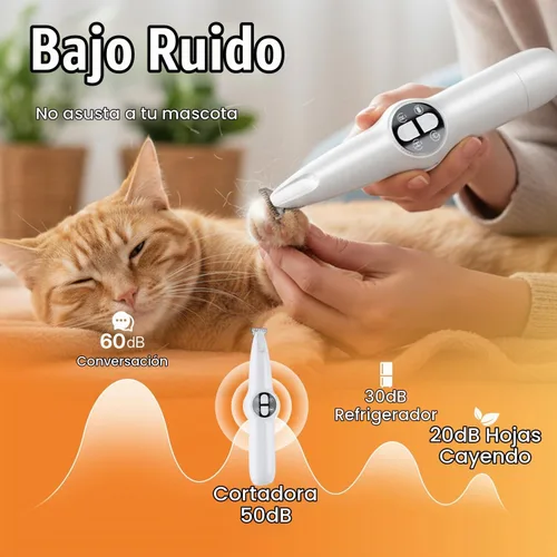 Vista 4 de Mcbazel Cortadora de uñas y microprecisión 2 en 1 para mascotas, multifuncional, recargable, con luz LED, para patas, ojos, orejas, glúteos