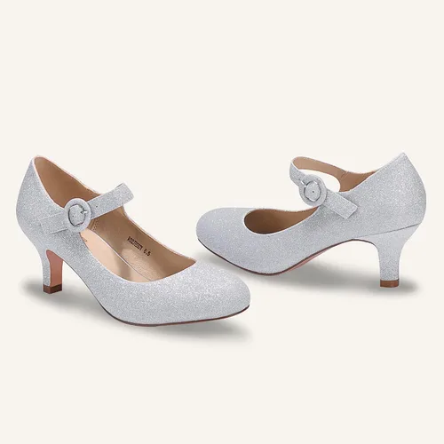 Vista 3 de IDIFU Jessy - Vestido Mary Jane para mujer, zapatos de tacón bajo para gatito, puntera redonda, cerrada, oficina, trabajo, boda