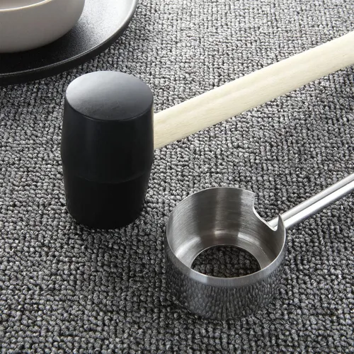 Vista 3 de Kit de herramientas de abridor de coco - Abridor de gato de coco de acero inoxidable con mazo de goma