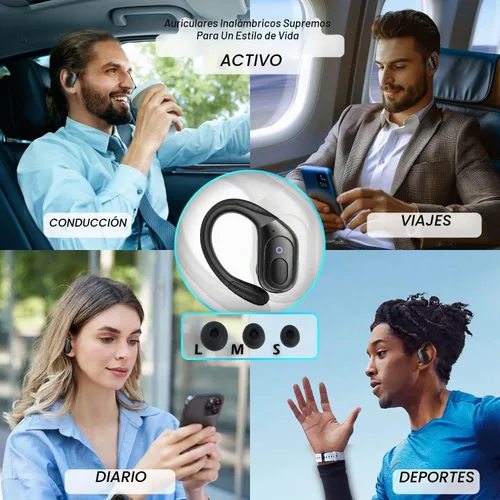 Vista 4 de Groove Auriculares inalámbricos 4 en 1 con estuche de carga, 80 horas de reproducción, auriculares inalámbricos Bluetooth 5.3 IPX7, impermeables