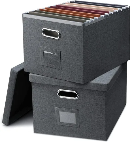 Vista 8 de Graciadeco Caja organizadora de archivos, coleccionista de almacenamiento plegable con tapa para cartas tamaño legal, carpetas colgantes decorativas