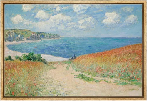 Vista 14 de wall26 Claude Monet - Paseo del acantilado en Pourville - Arte moderno impresionista - Lienzo enmarcado para arte para el hogar, 16 x 24 pulgadas