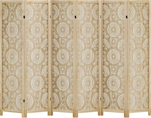 Vista 9 de WelFurGeer Divisor de habitación de madera hecho a mano, pantalla de privacidad plegable de 4 paneles con paneles ajustables de 360°, divisores