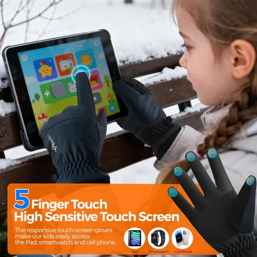 Vista 2 de rivmount Guantes de esquí Thinsulate para niños y niñas, impermeables, cálidos, para niños y niñas, jóvenes, esquí al aire libre, ciclismo, nieve