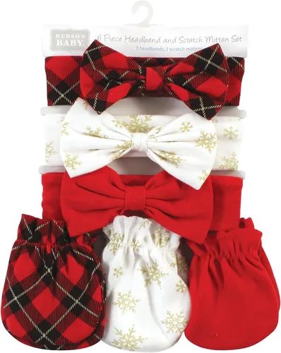 Vista 89 de Hudson Baby Conjunto de diadema de algodón y manoplas para rascar para bebé